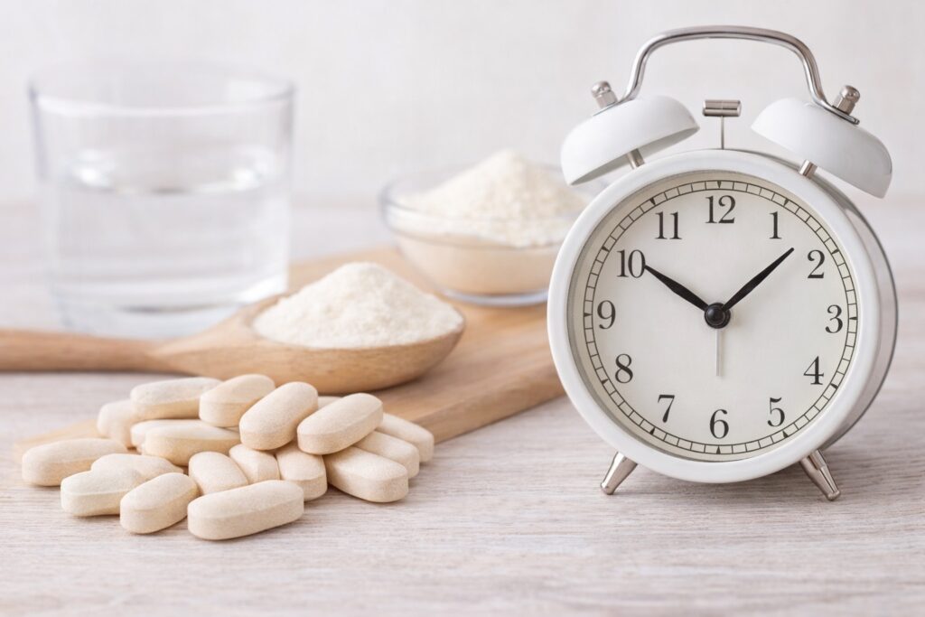 melhor horário para tomar colágeno hidrolisado comprimidos com relógio